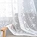 Lazzzy White Sheer Valance Curtains Floral Embroidery Semi Curtains Window Treatment Rod Pocket Embroidered Drapes for Kitchen Living Room Bathroom 16 inch Length 1 Panel