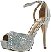 DeBlossom Blossom Womens Vice-126-233 Bridal Formal Evening Party Ankle Strap High Heel Peep Toe Glitter Sandal