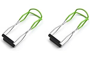 gifthub 2 Pcs Canning Jar Lifter Tongs, Multi-purpose Iron Jar Lifter with PVC Grips, Non Slip Canning Tools Bottle Picker Feeding Bottle Clip for Kitchen Restaurant(Green)