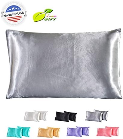 Silk Satin Pillowcase Standard Us For Hair And Skin Hypoallergenic King Size Silk Pillowcase Queen (Standard (1-Pack), Gray)