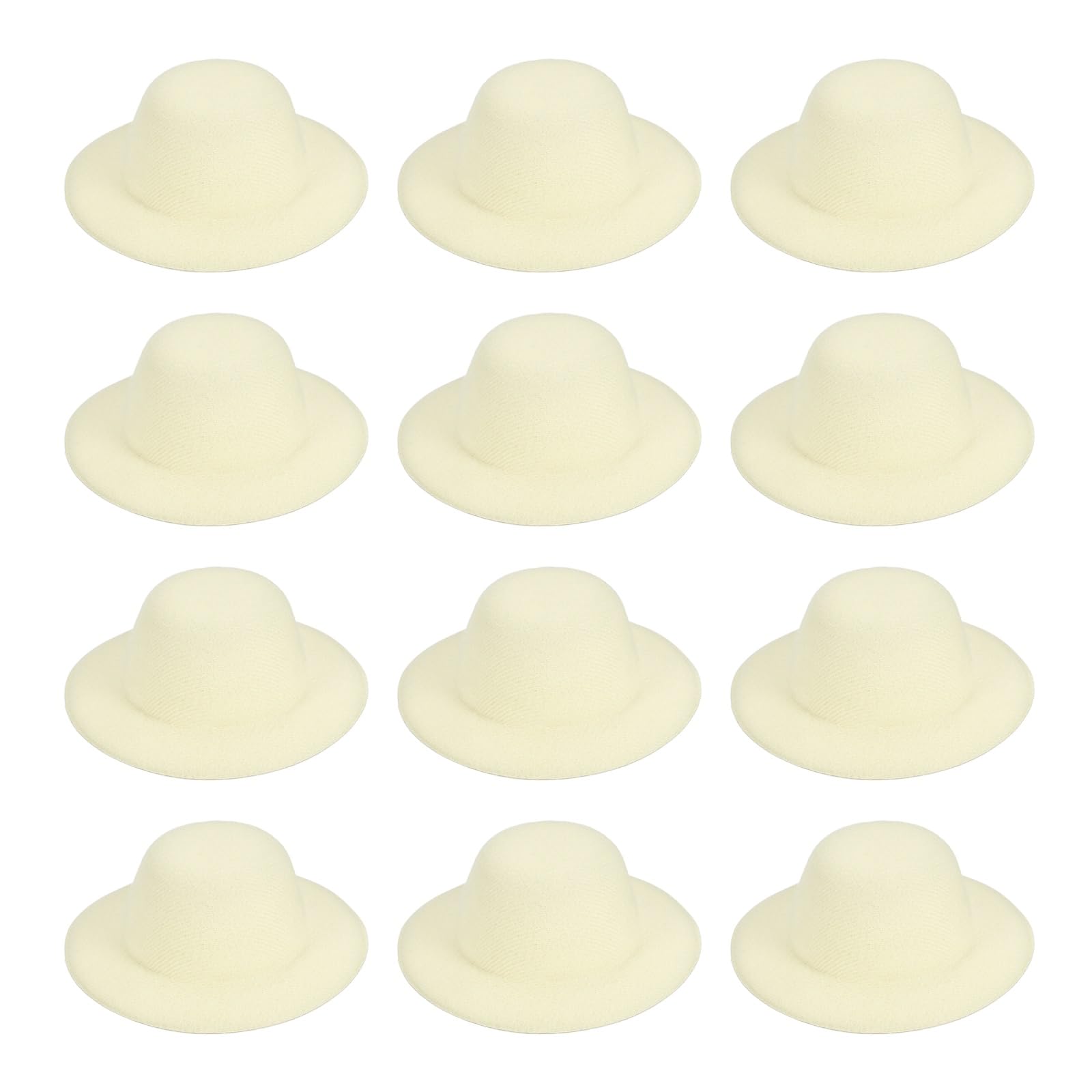 PATIKIL 5.3 Inch Mini Formal Hats, 12 Pcs Miniature Doll Hats Mini Top Hat for Crafts Hair Accessories Decorate Doll Snowman, Creamy White