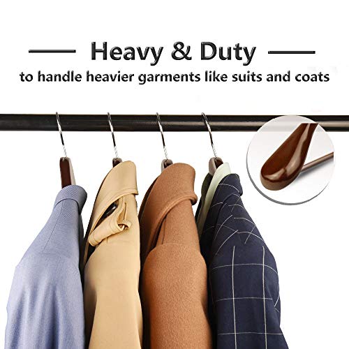 meqution Coat Hanger 8-Pack, Wood Hangers Trouser Hangers Extra Wide Shoulder Wooden Hangers for Heavy Coat, Sweater, Skirt, Suit, Pants, Retro Finish (Retro Finish)