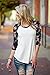 MIXMAX Women Contrast Color Floral Print 3/4 Sleeve Raglan T Shirt Tops (Large)