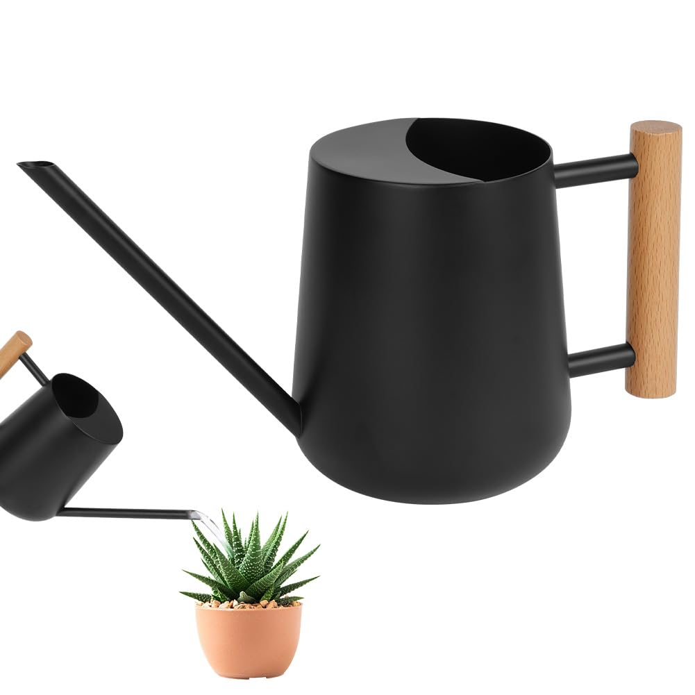OFFCUP 35oz 1L Watering Can, Stainless Steel Mini Small Watering Can, Plant Flower Long Spout Sprinkling Pot for Home Use Indoors Outdoor Garden Bonsai Succulents (Black)