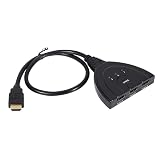 Hakeeta 3-Port 1080P HDMI Adapter Multi-Monitor Auto Switch Hub Box Splitter, Support Full HD 1x2 HDMI Splitter, Support 3D, Cec.