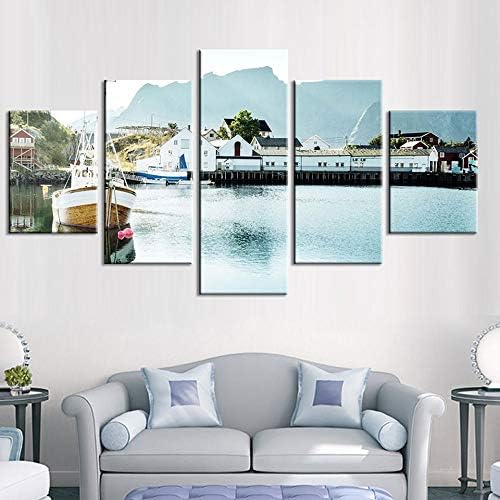 Mmwin Lienzo Hd Imprime Casa Decorativa Casa Montana 5 Unidades De