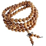 JOVIVI 8mm Natural Wood Bracelet Link Wrist Necklace 108 Tibetan Buddhist Prayer Beads Buddha Mala