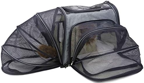 Roddash Dog Soft-Sided Carrier - Double Expandable with Door on Top (18.1" x 9.4" x 13.4", Dark Grey)