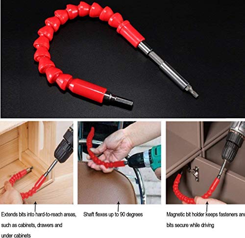 2pack Enhanced Edition Flexible Extension Magnetic Screwdriver Extention Hex Shaft Screw Power Drill Connection Tip 11.8'' Flex Adapter W/Extend Drive Quick Connect Adaptor Size Hexagon 1/4 '' - Thumbnail 4