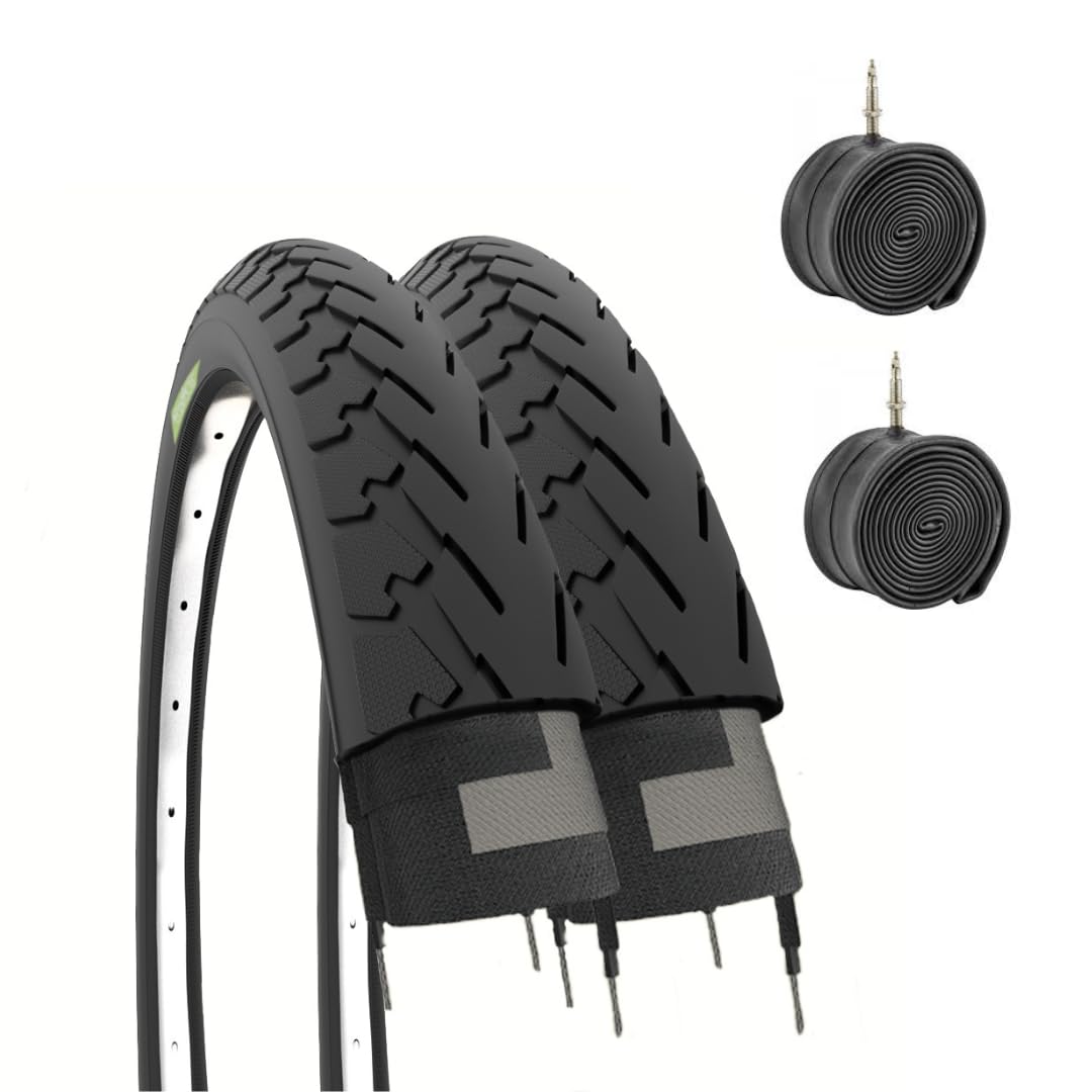 Ecovelò 2 Black Tyres 700 x 35 C (37-622) + Inner Tubes City Bike Trekking 700 x 35 28 1 5/8 3/8