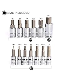 Casoman Juego de 13 piezas de llaves de vaso hexagonales, kit de herramientas de acero S2, métrico, 0.079 in 0.551 in, kit de llaves Allen