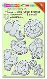 Stampendous CRS5086 Jungle Friends Fran's Cling Stamps & Stencil, 5