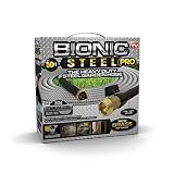 Bionic Steel PRO Garden Hose - 304 Stainless Steel Metal 50 Foot Garden Hose - Heavy Duty Lightweight, Kink-Free, and Stronger Than Ever with Brass Fittings and On/Off Valve - 2019 Model