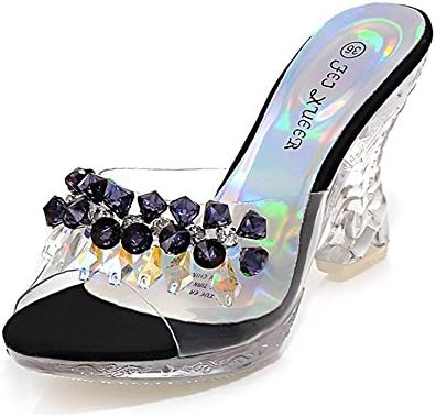 Clear Sandals Platform Pumps High Heels Crystal Sparkling Diamonds Summer Yellow Gold Women's Shoes