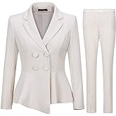YUNCLOS Womens Suits 2 Piece Set Business Casual Double Breasted Blazer and Pantsuits for Work Office