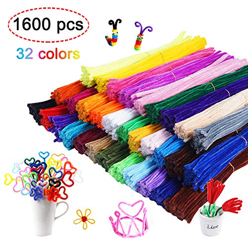 1600 Pieces Pipe Cleaners in 32 Colors Chenille Stems for Home and School DIY Art Crafts (6mm x 11.8 Inches) - Thumbnail 7