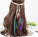ZWZCYZ Women Girl Indian Vintage Boho Gorgeous Peacock Jade Purple Brown Feathers Hair Band Suede Braided Headband Tie