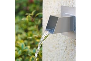 PONDO 2" Square Water Fountain Spout Scupper, 316 Stainless Steel Spillway w/Construction Spray Baffle for Pools, Ponds, Water Walls, Fountains (Silver)