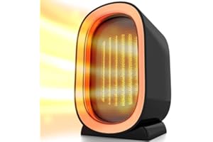 LAPLOCK Ceramic Space Heater for Indoor Use, Overheat Protection, Tip-Over Protection, Low Noise Heating, Safe Electric PTC Portable Fan for Office Home Room, White Smart Handy Warmer for Bedroom Desktop