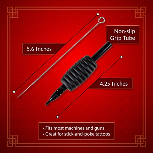 One Tattoo World 100pcs Disposable Tattoo Needle and Tube 3/4 Grip RL/RS/M1, OTW-CTGT-34G1 - Thumbnail 4