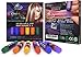 Nevayah Hair Chalk Temporary Hair Multicolor Dye Pens, Light Purple / Medium Blue / Red / Yellow / Orange / Dark Green (6 Pens)