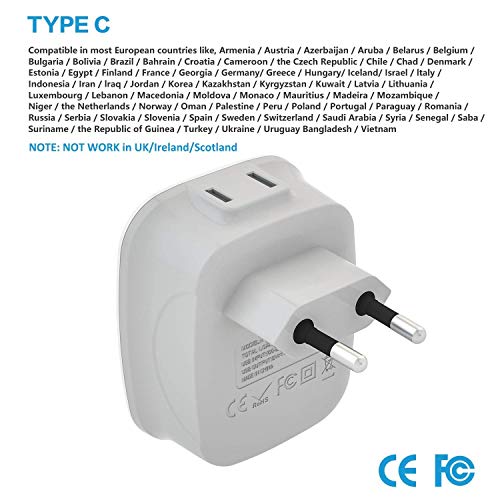 European Travel Plug Adapter, VINTAR International Power Plug Adapter