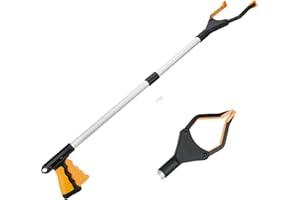 N&P Reacher Grabber Tool, 32" Foldable Grabber Reacher, Rotating Jaw - Mobility Aid Reaching Assist Tool, Trash Picker Upper Grabber, Long Arm Extender for Elderly (Orange)