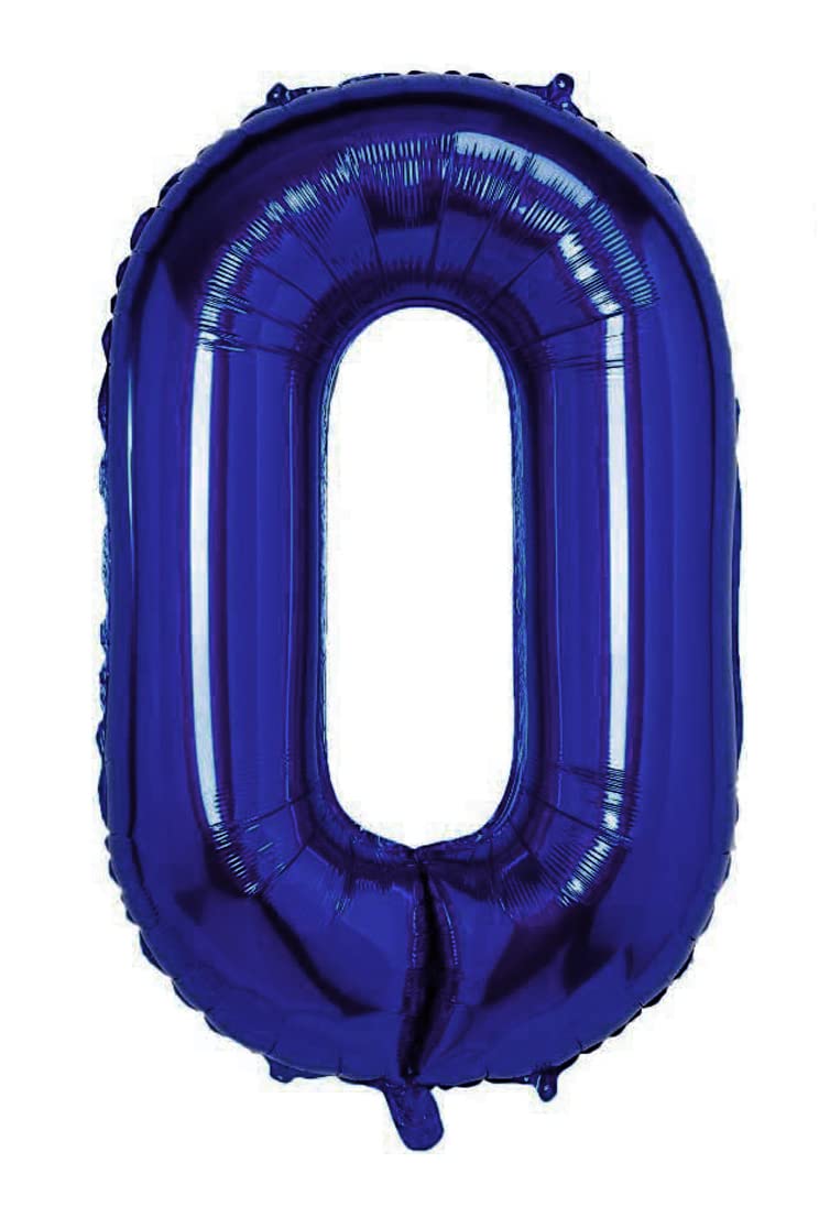 Number Balloon Dark Blue 105 cm Giant Mylar Balloon Large Ideal for Parties Suitable for Helium – Number 0