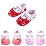 DZT1968® Baby Girl Cloth Soft Sole Round Dot Prewalker Mary Jane Shoes With Flower