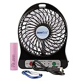 innobay Personal Fan Rechargeable Battery Operated with LED Light, Quiet (4-inch, Black)