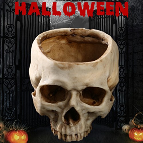 image for Homyl Resin Skull Head Design Flower Pot Planter Container Replica Ske