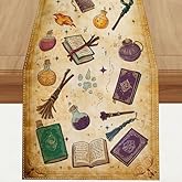 Linen Halloween Table Runner 72 Inches Long, Halloween Home Kitchen Dining Room Table Decor, Boy Birthday Party Baby Shower Decorations and Supplies for Kids