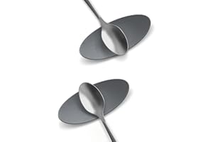 Carrotez Small Silicone Coffee Spoon Rest 2 pcs (0.2" x 1.6" x 3.74"), Spoon Holder Flexible almond-Shaped for Next to Coffee Maker - Kitchen Utensil Rest, Deep Grey