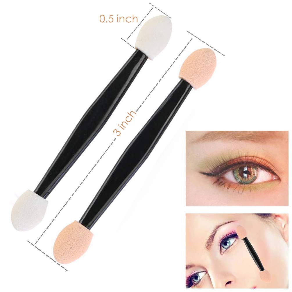 JASSINS 50 Pack Eye Shadow Brush, Disposable Double-Sided Eye Makeup Sponge Applicators(Qrange White): Beauty