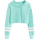 Imily Bela Kids Crop Tops Girls Striped Long Sleeve Fashion Hoodies Pullover Sweatshirts