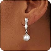 Awinesn Pearl Clip on Earrings for Women 14K Gold/Silver Plated Pearl Earrings Cubic Zirconia Non Pierced Earrings for Women Jewelry Gifts Wedding Party Fashion Trendy Jewelry Gifts