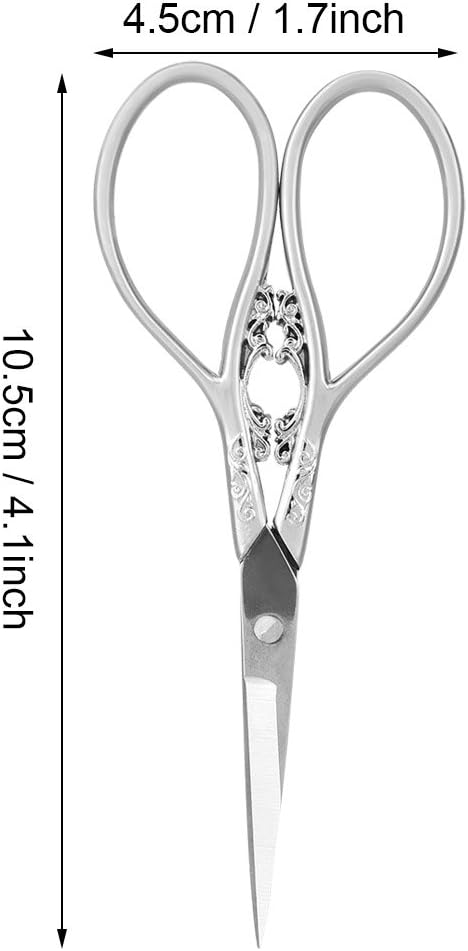 Hilitand Silver Scissors, Antique Stainless Steel Tailor Scissors, Household DIY Sewing Accessories - Image 3
