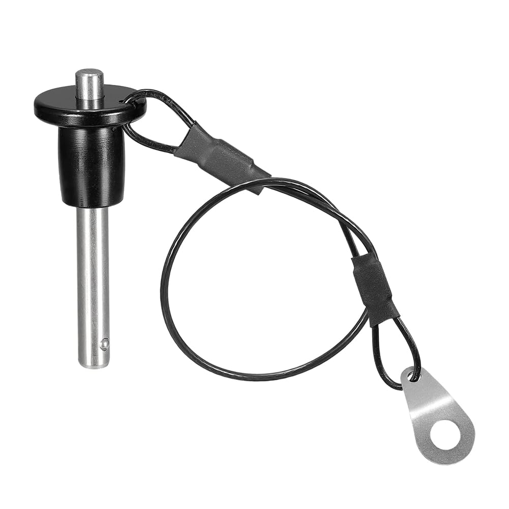 Kueohse Stainless Steel Quick Release Pin 6mm Diameter Locking Pin with Push Button Lanyard Cable Usable Length 25mm