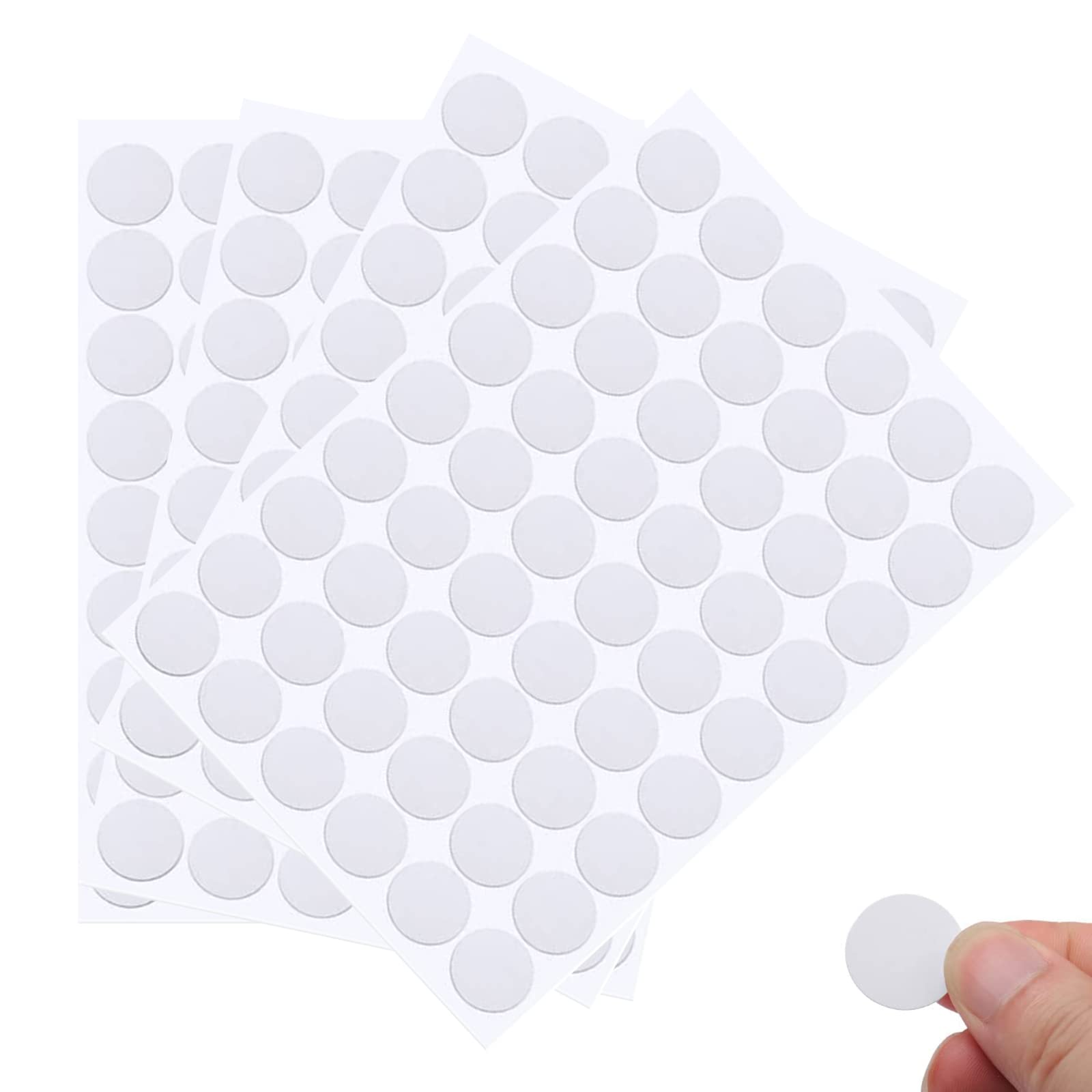 yeemeen Screw Hole Covers Sticker 4 Sheets (216 PCS) Self Adhesive Screw Cover Cap, White PVC, 21mm, for Wood Furniture Cabinet Shelve Plate