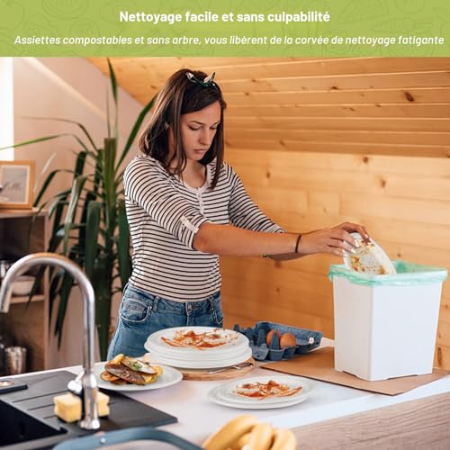 Fuyit 200 x Disposable Sugarcane Bagasse Plates, Disposable Cutlery, Forks, Knives and Spoons for Parties, Camping and Picnics, Birthdays