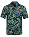 Hawaiian Print Lightweight Short Sleeve Button Up Shirt Black Size M