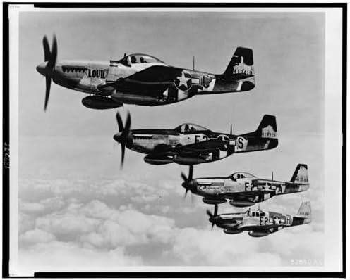 Photographs - INFINITE PHOTOGRAPHS Photo: P-51 Fighter Planes in Formation,England,375th Fighter Squadron,World War,WWII
