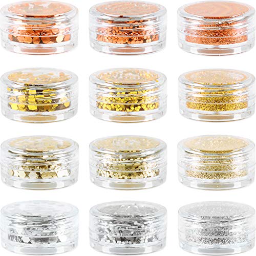 image for Glitter Wenida 12 Boxes Holographic Cosmetic Festival Powder Sequins C