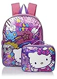 Hello Kitty Girls' Stars and Clouds 15 Backpack with Lunch Kit, Pink/Purple