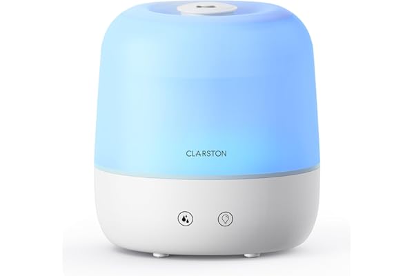 Clarston 2L Cool Mist Humidifier for Bedroom with 360° Adjustable Nozzle, High and Low Mist Levels, Ultra-Low Noise, Light-Of