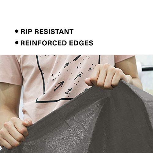 Toolman 9 x 12 Feet Gray Multi Purpose Waterproof Poly Tarp Cover 5 Mil Thick 8 x 8 Weave QTHT003A