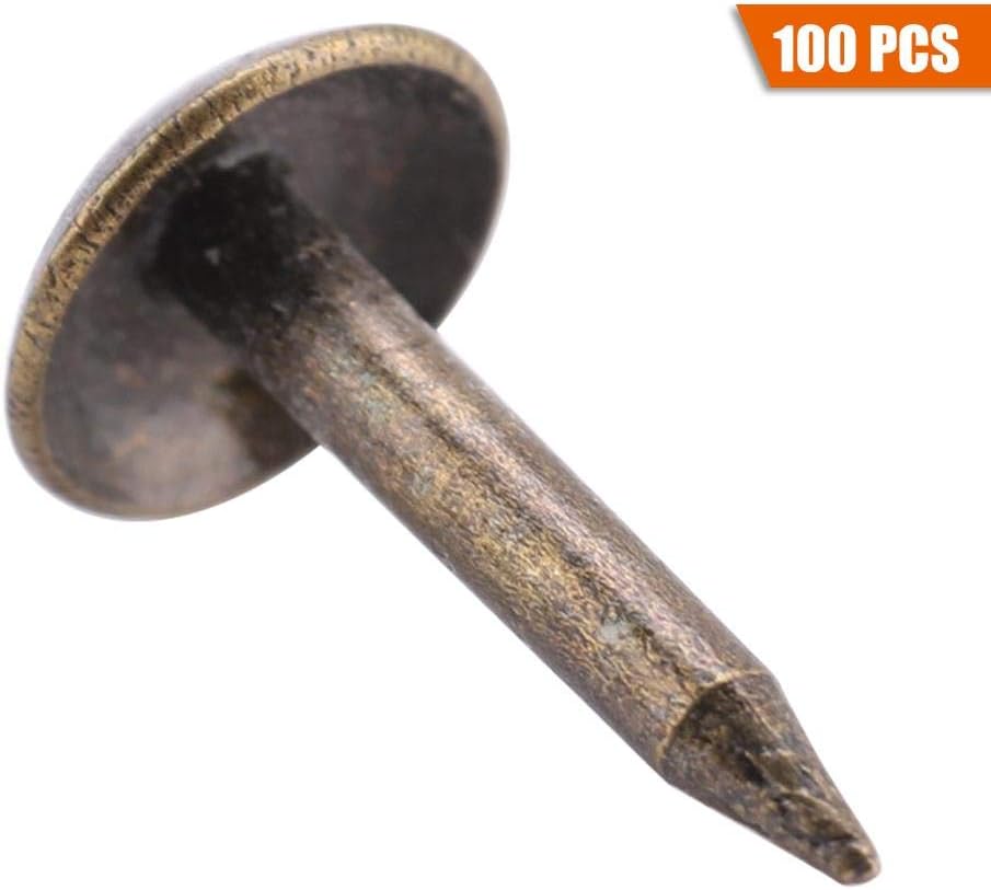 100pcs Round Domed Head Upholstery Nails Tacks Thicken Iron Staples Fasteners for Furniture Drum Wooden Door (6 * 12mm) - Image 4