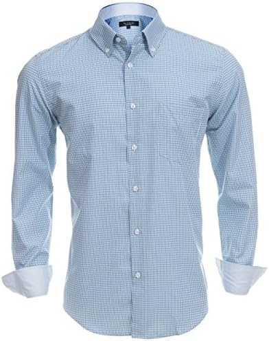 Men's Long Sleeve Button Down Casual Regular Fit Shirts (LS04, S)