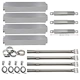 Hisencn Repair kit Grill Burner, Heat Plate Shield Tent, Adjustable Crossover Tube Replacement for Charbroil Commercial Series 4 Burner 463244011, 463247310,463257010 Gas Grill Models