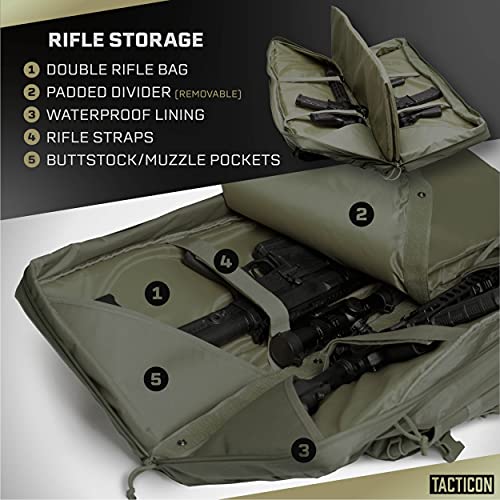 Tacticon Double Rifle Bag 2 Rifles + 2 Pistols Tuckable Backpack